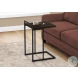 3635 Espresso And Black Metal 25" C Shaped Accent Table