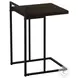 3635 Espresso And Black Metal 25" C Shaped Accent Table