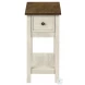 3962 White and Espresso 1 Drawer Accent Table