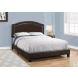 5938Q Brown Queen Upholstered Bed with Brass Trim