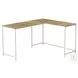 7397 Natural And White Metal 58" Computer L Desk
