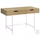 7569 Natural And White Metal 2 Drawer 48" Computer Desk