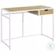7575 Natural And White Metal 1 Drawer 42" Computer Desk