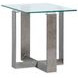 Whitehall Aged Pewter and Chrome Pucks Rectangular Glass Top End Table