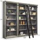 Avondale Rustic Gray 3 Tall Bookcase Wall with Ladder
