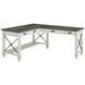 Hartford Antique White And Gray Open L Shaped Desk