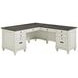 Hartford Antique White And Gray Pedestal L-Shaped Desk
