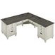 Hartford Antique White And Gray Pedestal L-Shaped Desk