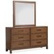 Ridgefield Russet 6 Drawer Dresser with Square Mirror