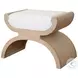 Janna White Linen And Cerused Oak Curved Stool