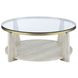 Wanda Beige Round Glass Top Coffee Table with Casters