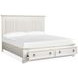 Crownfall Whisper White and Cerused Nutmeg Upholstered Storage Panel Bedroom Set