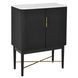Vida Black 2 Door Marble Top Wine Cabinet