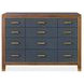 Mosaic Medium Walnut and Navy Blue 12 Drawer Geneva Accent Chest