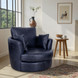 Jetson Midnight Blue Top Grain Leather Swivel Accent Chair