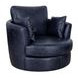 Jetson Midnight Blue Top Grain Leather Swivel Accent Chair
