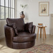 Jetson Bomber Walnut Top Grain Leather Swivel Accent Chair