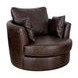 Jetson Bomber Walnut Top Grain Leather Swivel Accent Chair