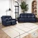 Jonathan Blue Leather 61" Lay Flat Power Reclining Loveseat with Power Headrest and USB Charging