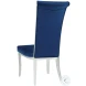 Joy Blue Fabric And Polish Stainless steel Tall Back Side Chair Set of 2