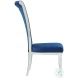Joy Blue Fabric And Polish Stainless steel Tall Back Side Chair Set of 2