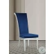 Joy Blue Fabric And Polish Stainless steel Tall Back Side Chair Set of 2