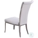 Joy White And Polish Stainless steel Tall Back Side Chair Set of 2