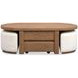Silveroak Golden Oat and Beige Oval Lift Top Cocktail Table with 2 Upholstered Stools