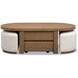 Silveroak Golden Oat and Beige Oval Lift Top Cocktail Table with 2 Upholstered Stools