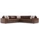 Nest Brown Leather 3 Piece Modular Sectional with Pillows