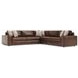 Nest Brown Leather 3 Piece Modular Sectional with Pillows
