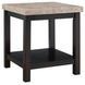 Caleb Espresso Rectangular Marble Top End Table