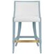 Keaton White and Light Blue Performance Fabric Counter Height Stool