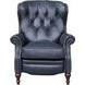 Kendall Shoreham Blue Leather Push Thru The Arms Recliner with Nailhead Trim