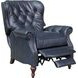 Kendall Shoreham Blue Leather Push Thru The Arms Recliner with Nailhead Trim