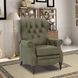 Kendall Oasis Olive Leather Push Thru The Arms Recliner with Nailhead Trim