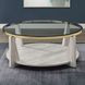 Wanda Beige Round Glass Top Coffee Table with Casters