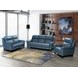 Kester Masen Bluegray Leather 63" Power Reclining Loveseat with Power Headrest and USB Charging