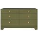 Kilmer Olive Green Matte Lacquer 6 Drawer Dresser