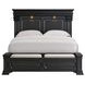 Paterson Black and Gray King Upholstered Storage Panel Bed with LED