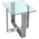 Whitehall Aged Pewter and Chrome Pucks Rectangular Glass Top End Table