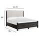 Foxrun Hollow Ravenwood Black and Elite Dove Queen Upholstered Storage Panel Bed