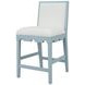 Lanister Cream and Light Blue Lacquer Performance Fabric Counter Height Stool