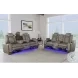 Niven Grey And Brown Power Reclining Loveseat with Adjustable Headrest
