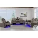 Niven Grey And Brown Power Reclining Loveseat with Adjustable Headrest