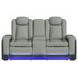 Niven Cement and Charcoal 77" Power Reclining Loveseat with USB Charging