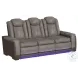 Niven Grey And Brown Power Reclining Living Room Set with Adjustable Headrest