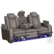Niven Grey And Brown Power Reclining Living Room Set with Adjustable Headrest