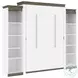 Orion White And Walnut Grey 104" Queen Murphy Bed With 2 Narrow Shelving Units
