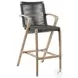 Brielle Outdoor Light Eucalyptus Wood and Charcoal Rope Counter Height Stool